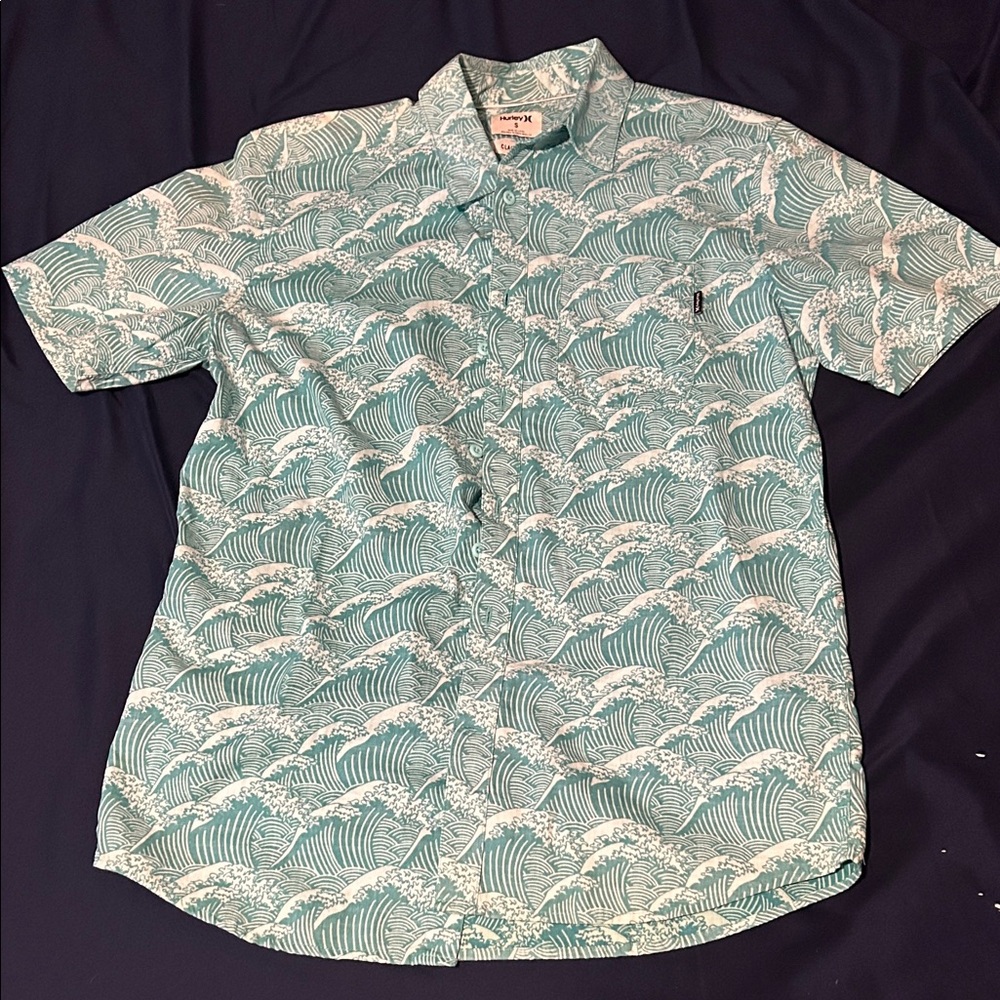 Rip Curl Teal Wave Print Casual Shirt